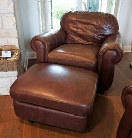 Leather chair and ottoman