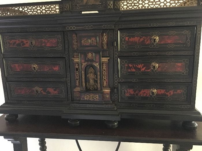 17th Century Italian Ebony and Tortoise Cabinet with Stand