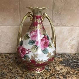 Floral and gold small vase