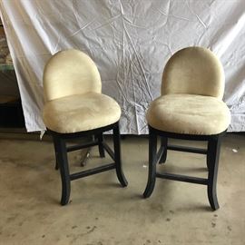 Fabric and wood barstools