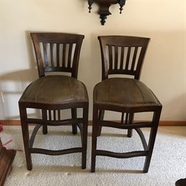 Wood and leather bar stools