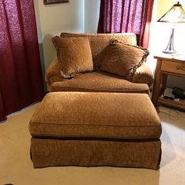 Oversized upholstered chair and ottoman