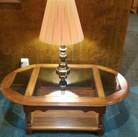 Maple Coffee Table and Brass Touch Lamp (there are 2 lamps)
