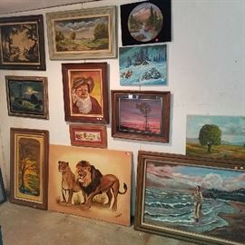 Oil paintings: Lions, Western Art, Windmill, Bluebonnets and Indian