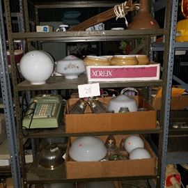 Antique Adding Machine, Globes: Ceiling Fan Light, School House Light, Western Light Shop Light