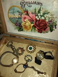 two 14k gold ladies watches, etc