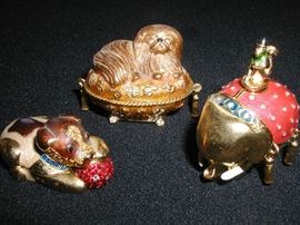 Two doggies and Elephant Estee Lauder solid perfume compacts