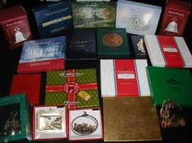 Many boxed collectible Christmas ornaments, White House, Williamsburg, Reed & Barton...many others