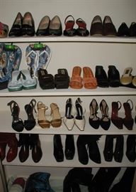 Close to a 100 women's shoes in sizes 7-7.5 most are in like new and new condition.