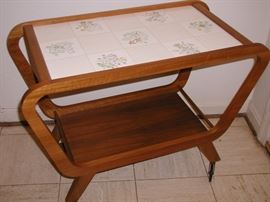 Mid century trolley/cart with tile top