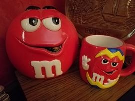 M&M cookie jar and mug