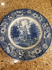 Liberty Blue Staffordshire Ironstone 'Independence Hall' plate