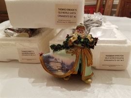 Thomas Kincade  set of 9 Old World Santa Ornaments