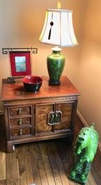 Asian side table & Knick knacks