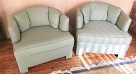2 mist green Upholstered Arm chairs