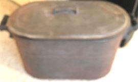 Oval fireplace copper bin with lid