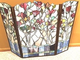 Stainglass fireplace dcreen