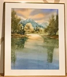 Asian water color landscape