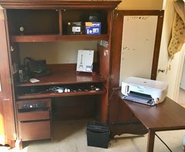 Craft  / computer office enclosed cabinet with pullout work surface