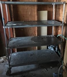 Metal shelf on wheels