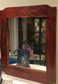 Asian palm leaf mirror