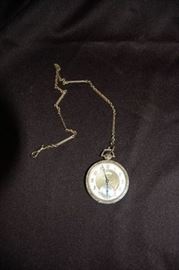 14K Elgin Man's White Gold Pocket Watch & Chain