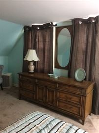 White Fine Furniture Co.  North Carolina, Mid Century modern large dresser with 2 side mirrors. 