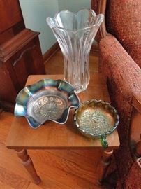 Carnival Glass and several side tables available