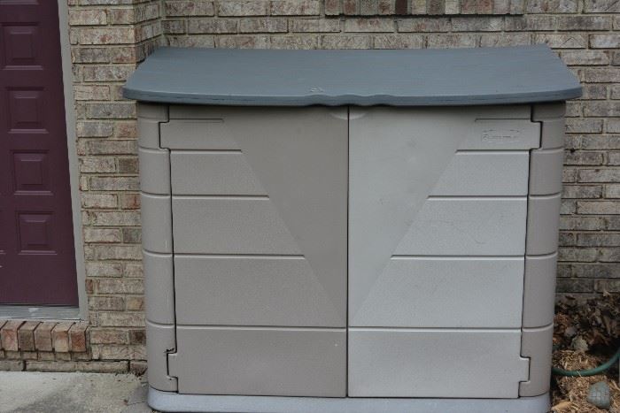 One of 2 storage sheds available. Quality locking garbage bins will also be for sale.
