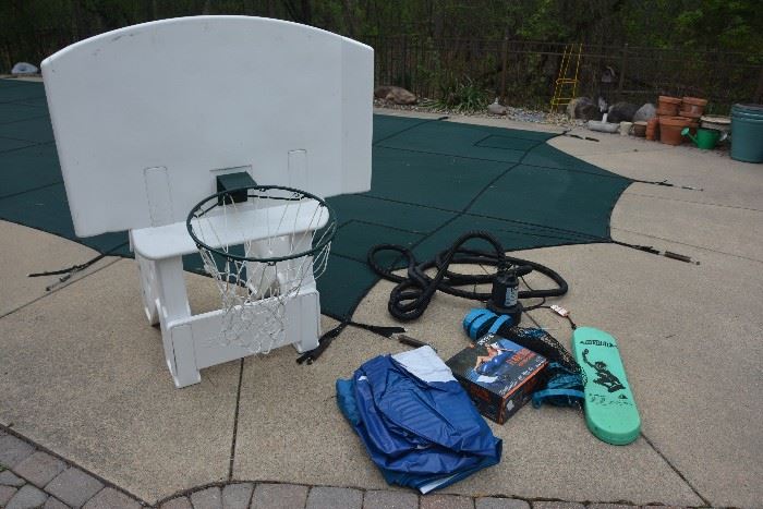 A sample of some of the swimming pool related items for sale. There are more chemicals and accessories for sale not in picture.