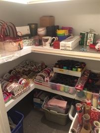 A closet full of gift wrapping supplies!