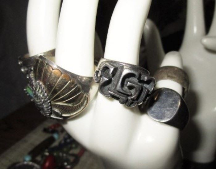 Vintage hand crafted sterling silver rings
