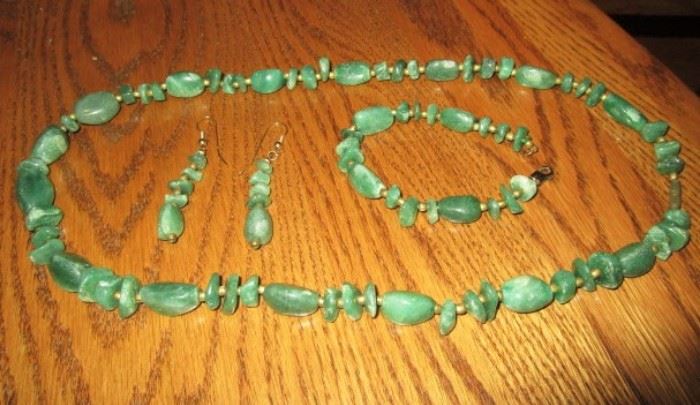 Jade necklace, bracelet and earrings!
