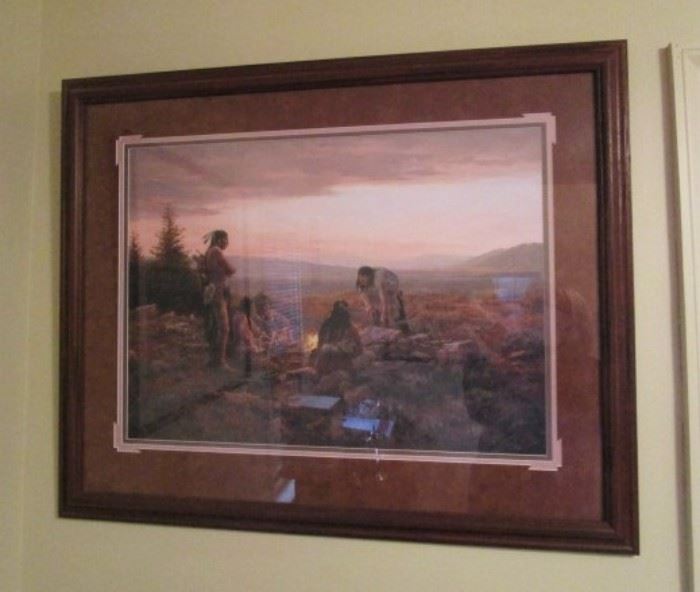 Native American print, signed/numbered in frame under glass