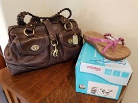New without tag Coach purse and new Orthaheel slip on shoes size 7