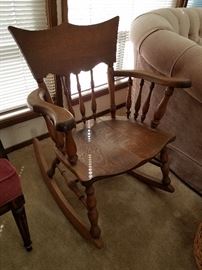 Tiger Oak Antique Rocking Chair 
