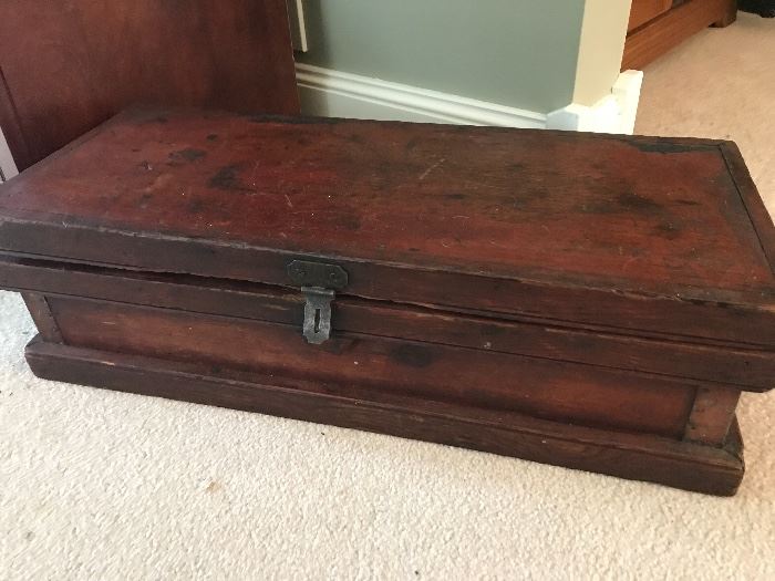 Antique wooden tool chest 
