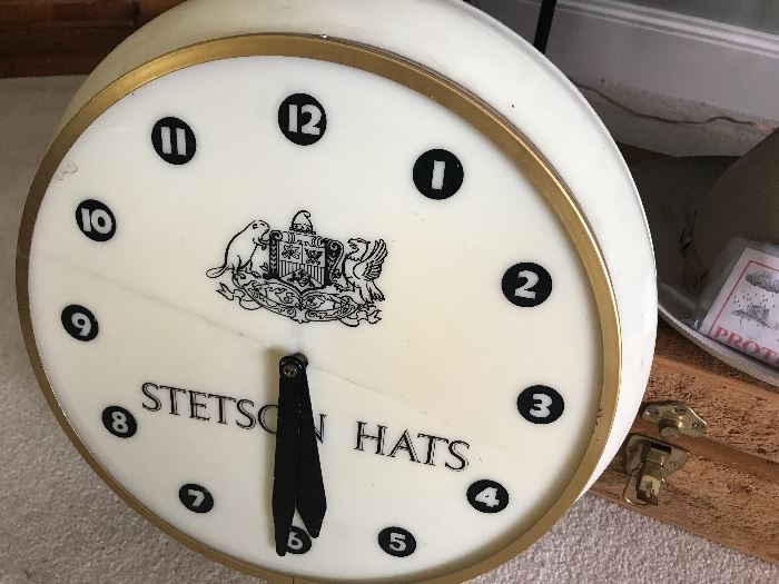 Stetson Hats clock (does have a crack) 