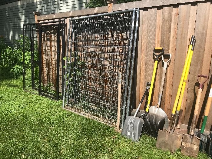 Large outdoor dog kennel and yard tools 