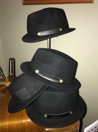 Pendelton wool hats along with a vintage hat on the left 