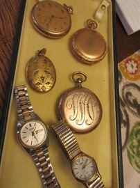 Assortment of pocket watches, lockets and watches