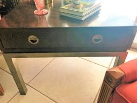 Campaign Style Drexel Pair of End Tables