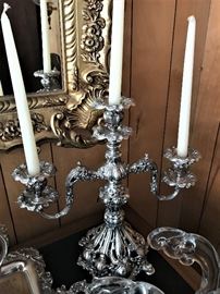 Gorgeous Pair of Heavy Ornate Silver Plate Candlestick Holders