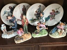 Norman Rockwell Winter Gay Blades, Summer Goin Fishing, Fall Pensive Pals, Spring Day Dreamers