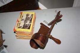 Antique Stereoscope viewer with postcards