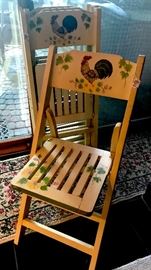 Fantastic set of 4 Rooster folding chairs - all hand painted. 