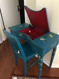 Handpainted vanity / desk and chair.  