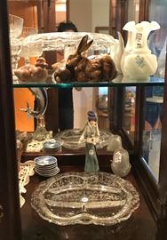 Lots of collectibles from Goebel, Bing and Grondahl, Fostoria, Fenton, etc. 