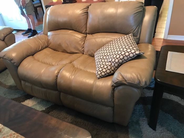 Leather loveseat and sofa