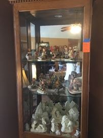 Curio cabinet & collection of Hummels 